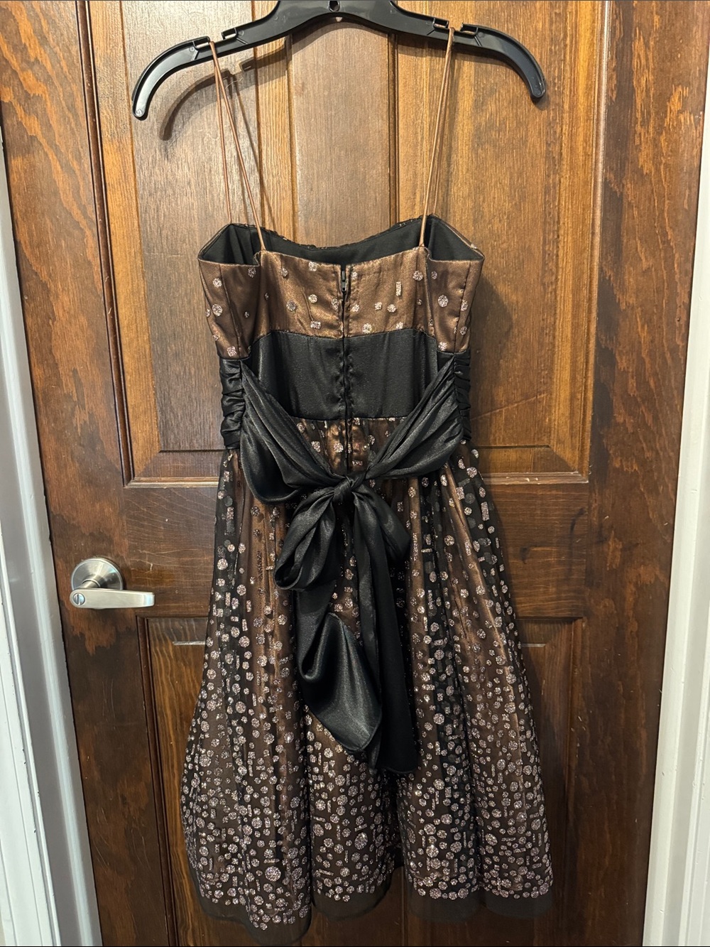 Blondie Nites Brown Mini Dress with Black Waist Sash Babydoll Y2K Dress Size 3 - Picture 3 of 3